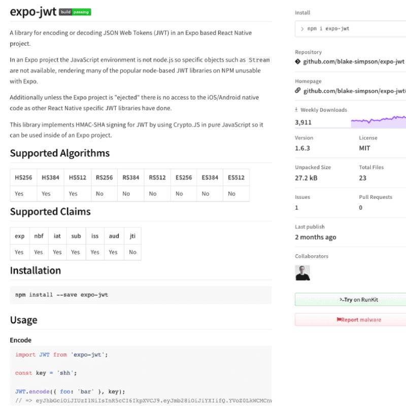 Open Source: expo-jwt